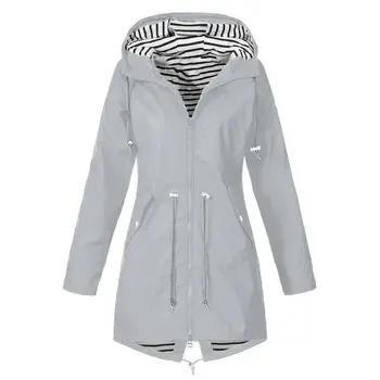

Brand New Women's Lady Long Sleeve Hooded Wind Jacket Ladies Outdoor Waterproof Windproof Rain Coat Zipper Up Jackets