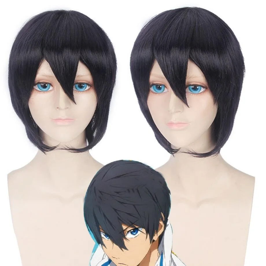 Бесплатно! Iwatobi Swim Club Haruka Nanase парик для косплея короткие черные парики