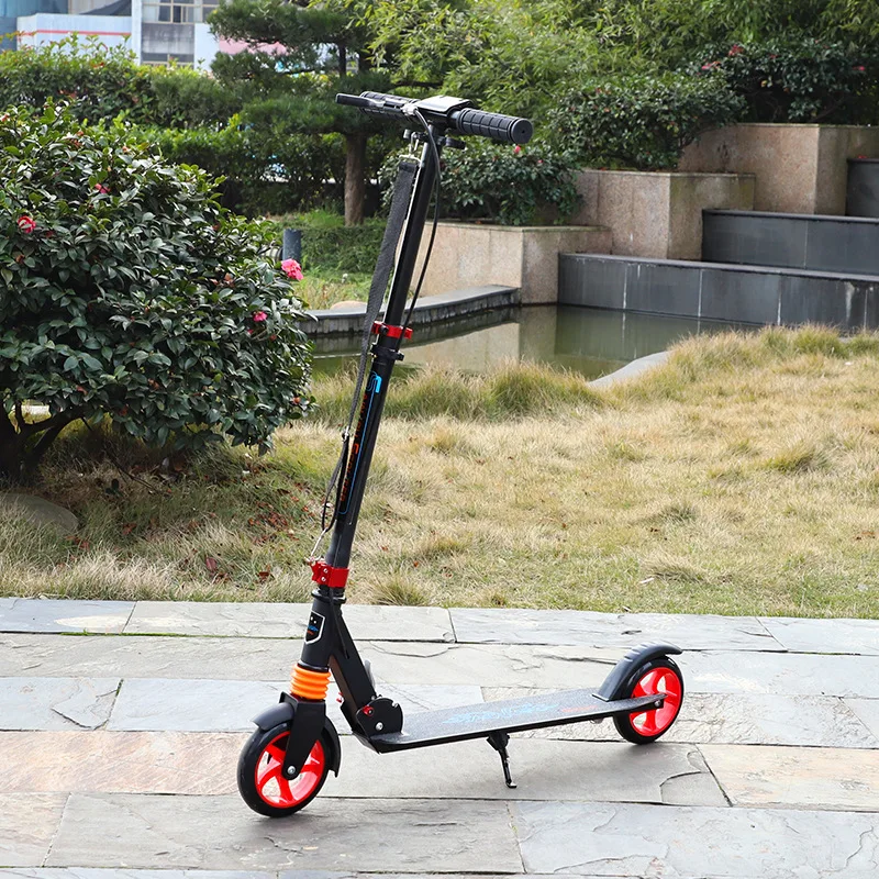 The New All-aluminum Belt Shock-absorbing Pedal Scooter Can Be Raised And Lowered With Handbrake Adult Scooter