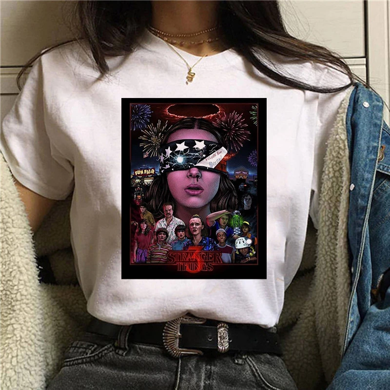 Stranger Things season 3 T Shirt Women Upside Down Tshirt Eleven Female Graphic grunge T-shirt femme tee Shirts funny clothing - Цвет: 1234