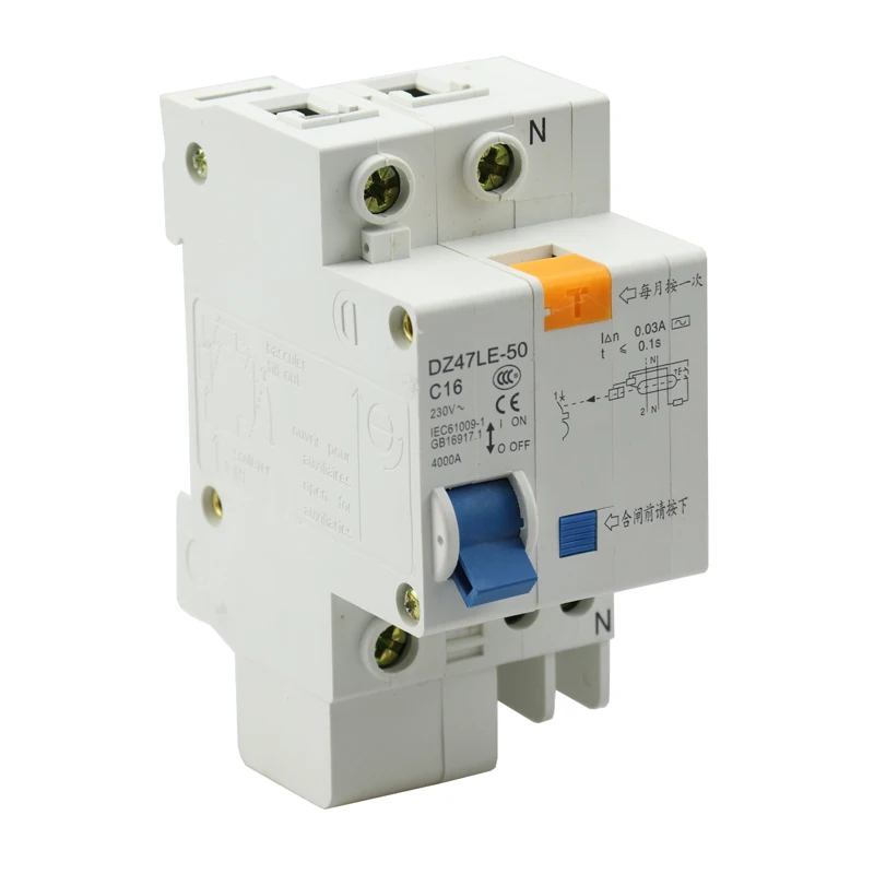 230 В 1P+ N автоматический выключатель остаточного тока с защитой от перегрузки и короткого тока, мини-выключатель RCBO MCB - Номинальная сила тока: 16A