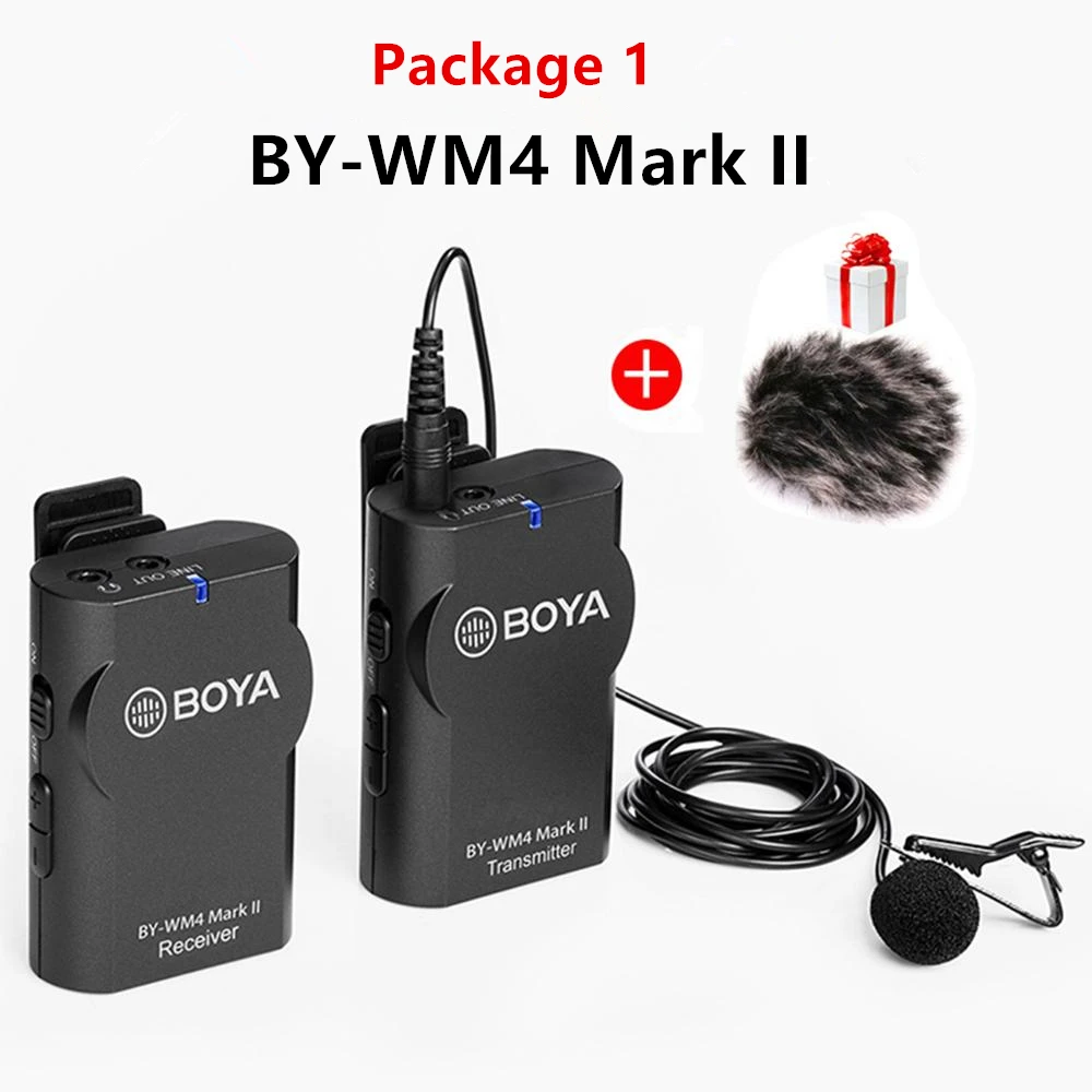 Package 1 BOYA BY-WM4 Pro/BY-WM4 Mark II беспроводной Студийный конденсаторный микрофон петличный лацкан микрофон для интервью для iPhone Canon камеры Nikon - Цвет: Package 1