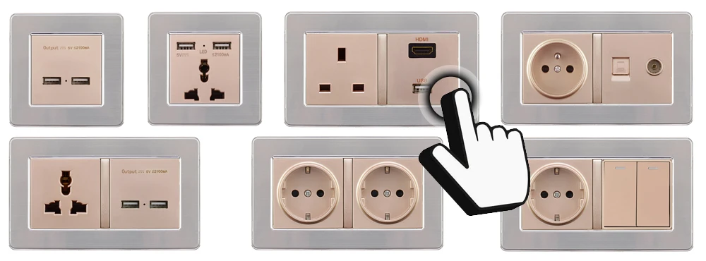 Atlectric Rj45 ТВ порт розетка Rj45 разъем ethernet двойной Rj45 порт розетка из нержавеющей стали Панель розетка 86 мм * 86 мм,розетки,socket