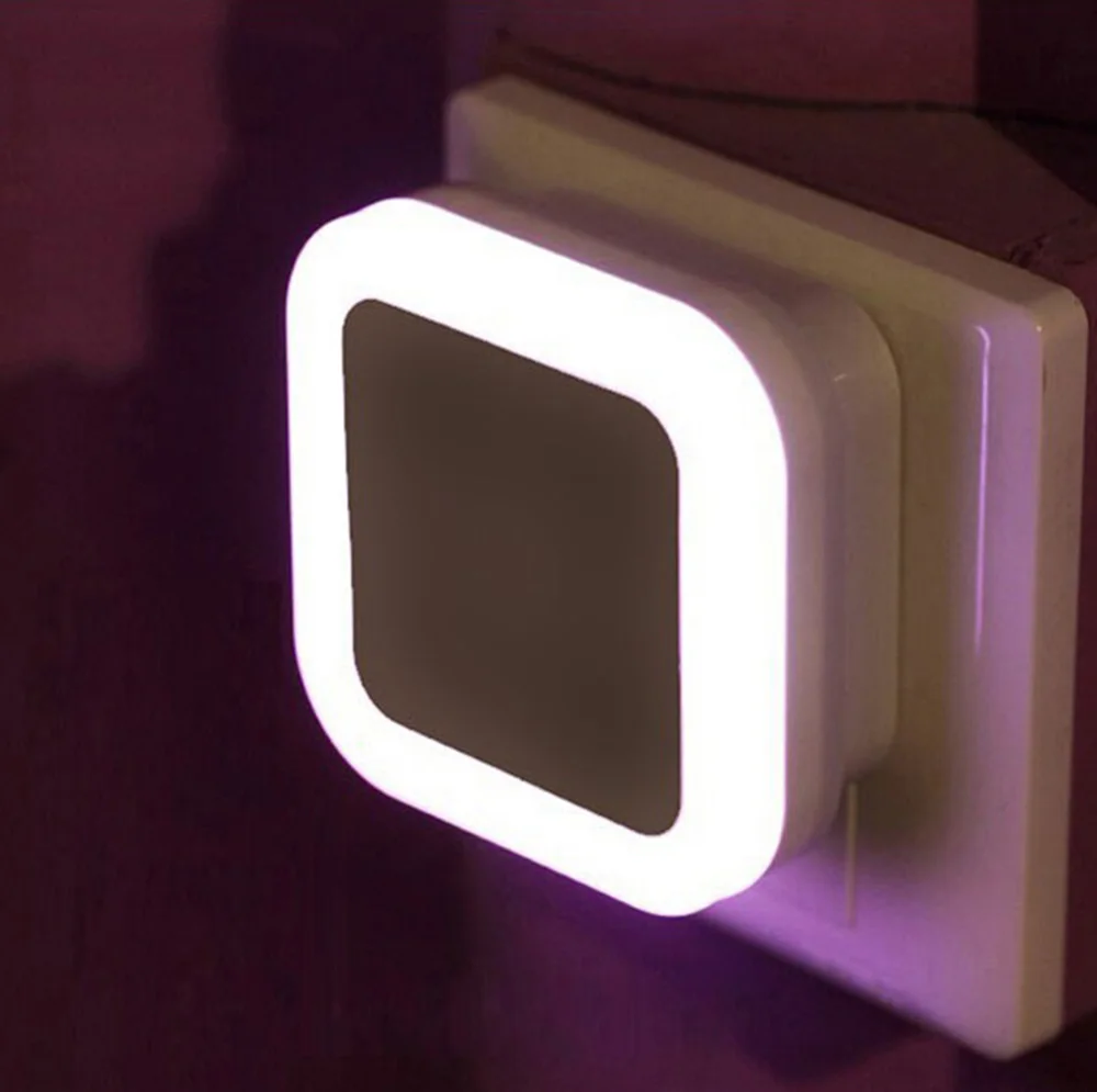 New LED Night Light Plug-In Wall Lamp Nursery light For Bedroom Square Shape Lighting Sensor Control | Освещение