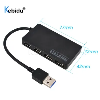 

Kebidu Ultra-thin 4-port USB3.0 HUB High Speed USB Hub Splitter Adapter For Multi-device Computer Laptop
