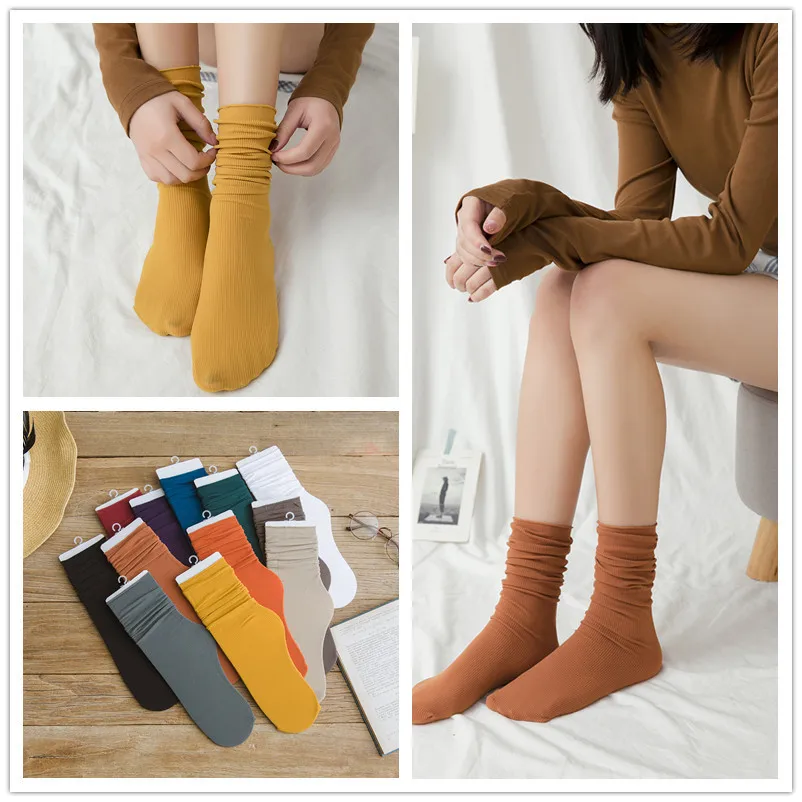 10Pairs Thin section socks woman Japanese piles of colored velvet women long tube socks wholesale