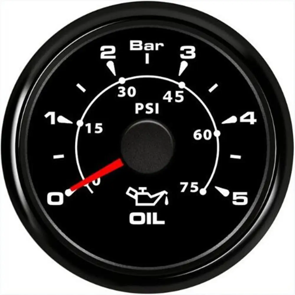 1 шт. 0-5Bar Авто черный манометр 52 мм приборная панель Манометр 0-75psi 9-32 В постоянного