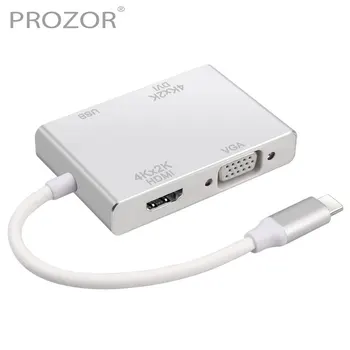 

Prozor USB C to HDMI 4K Adapter USB C Hub Type-C to HDMI VGA DVI Type-C Adapter For MacBook USB C to DVI/VGA/USB3.0 Adapter