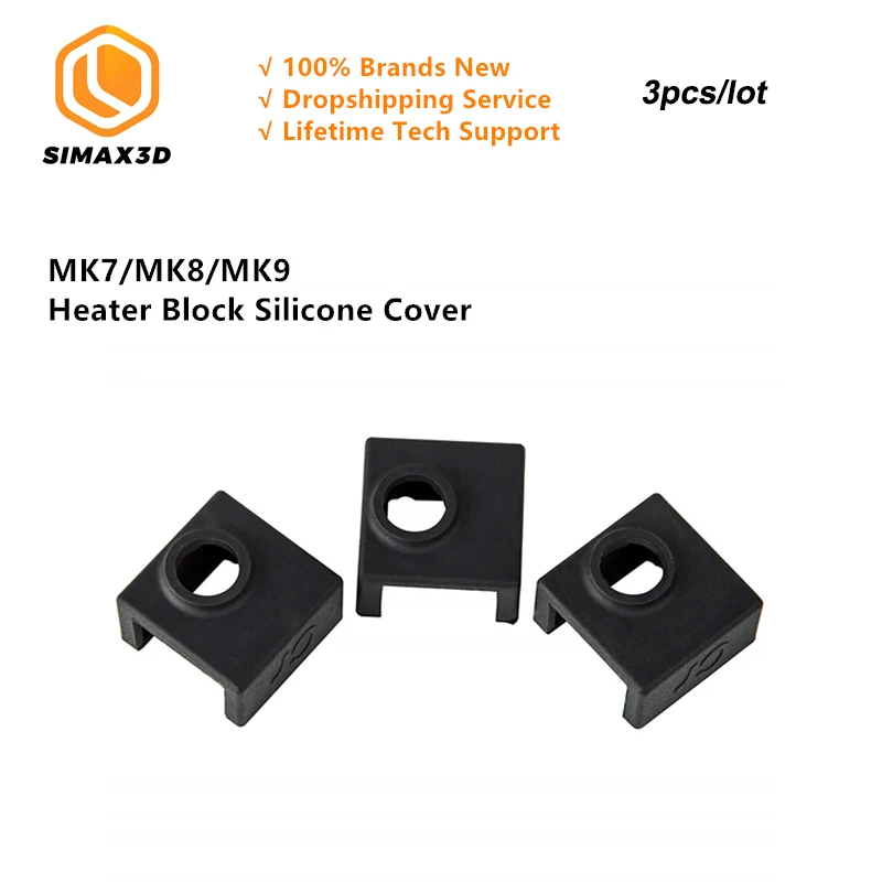 2 Pack 3D Printer Heater Block Silicone Cover MK7/MK8/MK9 Hotend for Creality CR-10,10S,S4,S5 Anet A8.Silicone Socks Cover Heating Insulation Case 280℃ High-Temperature Resistant 