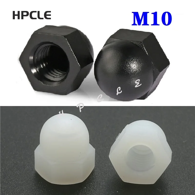 500pcslotDIN1587M10PA66BlackOrWhiteNylonNutPlasticCapNuts