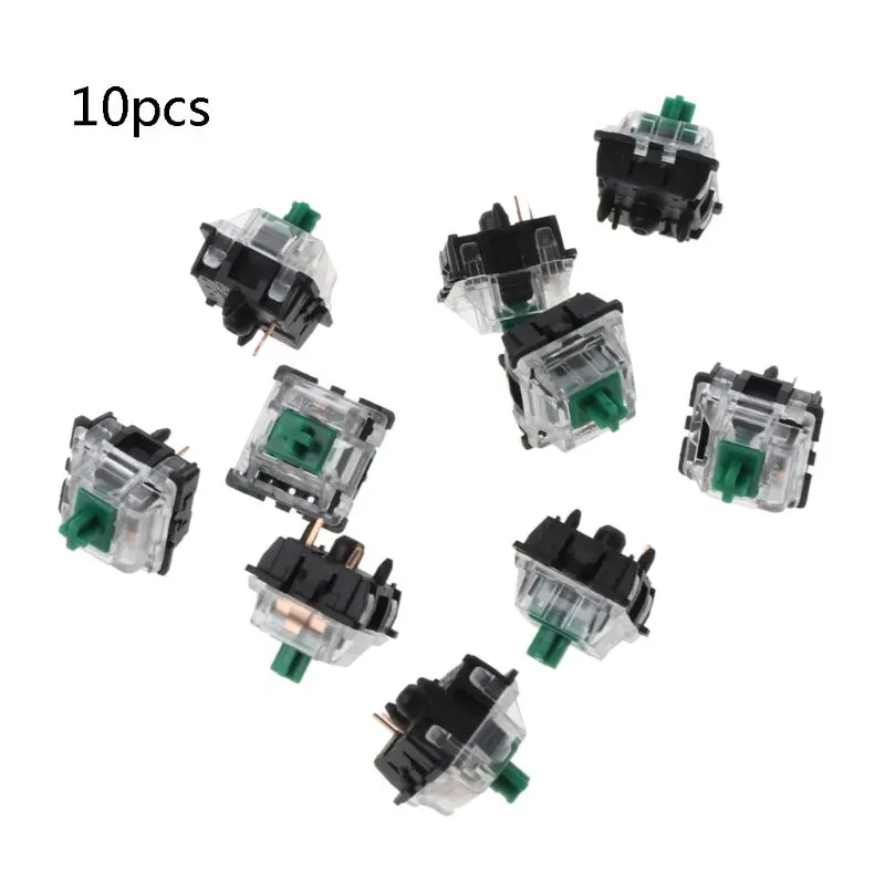 

10Pcs Mechanical Keyboard Gateron MX 3 Pin Green Switch Transparent Case