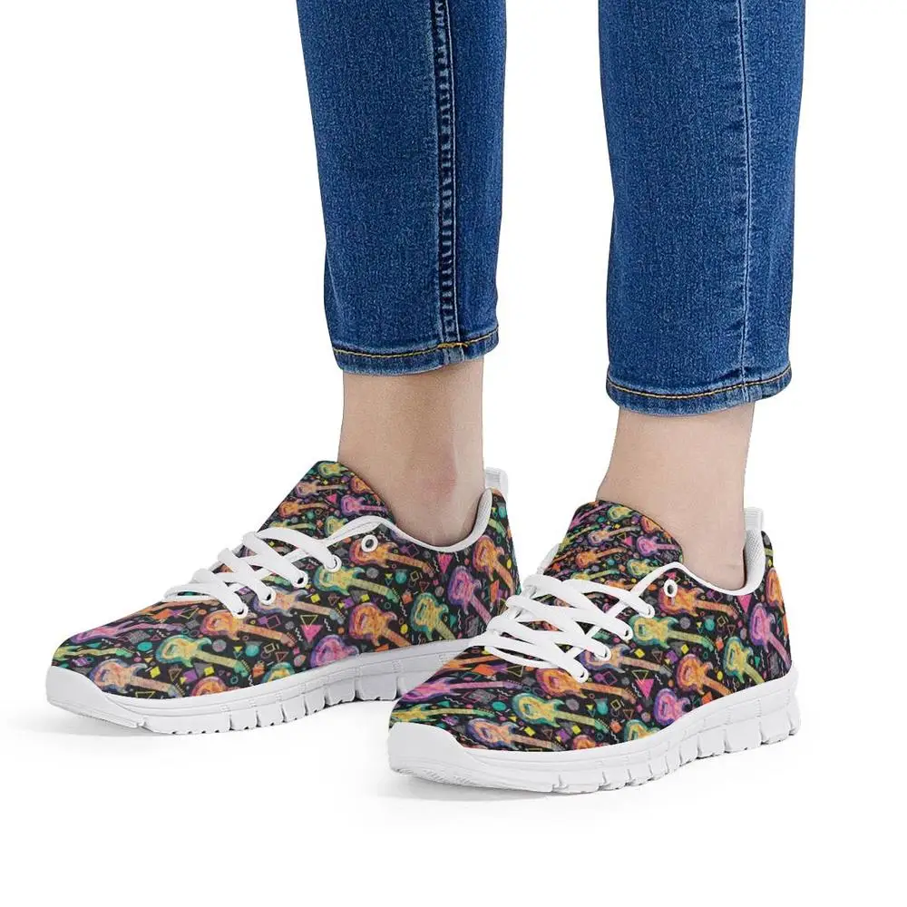 

Fashion 3D Cartoon Guitar Prints Flats Shoes Lace Up Sneakers for Teenage Girls Brand Design Woman Running Shoes Spring/Autumn