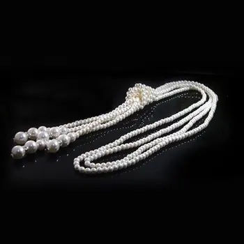 

Classic wild pearl multi-layer knotted long necklace