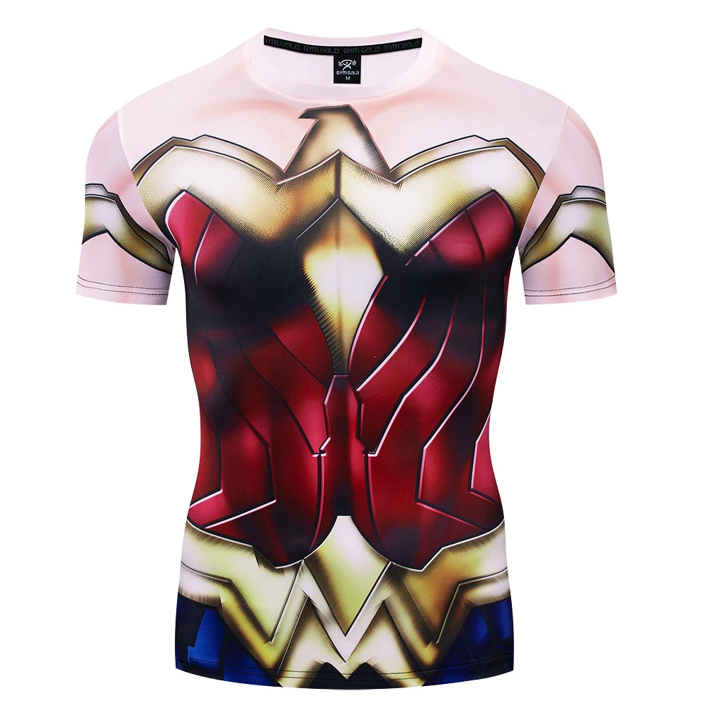 

T shirts Wonder Woman 3D Printed Compression T-shirts Tops Summer Tights Short Sleeve Suitable for gym