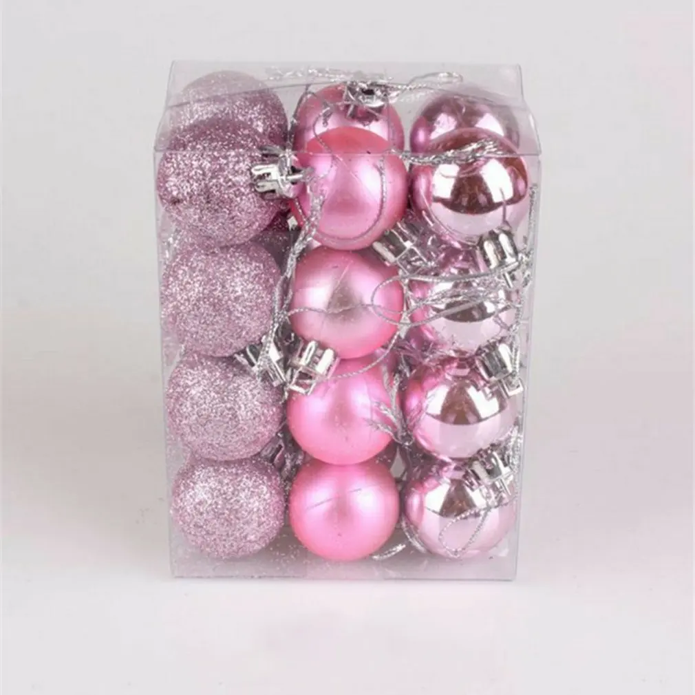 

24 Pcs 3cm Glitter Christmas Tree Ball Baubles Colorful Xmas Party Home Garden Christmas Decoration Supplies Hot Sale 11 Colors