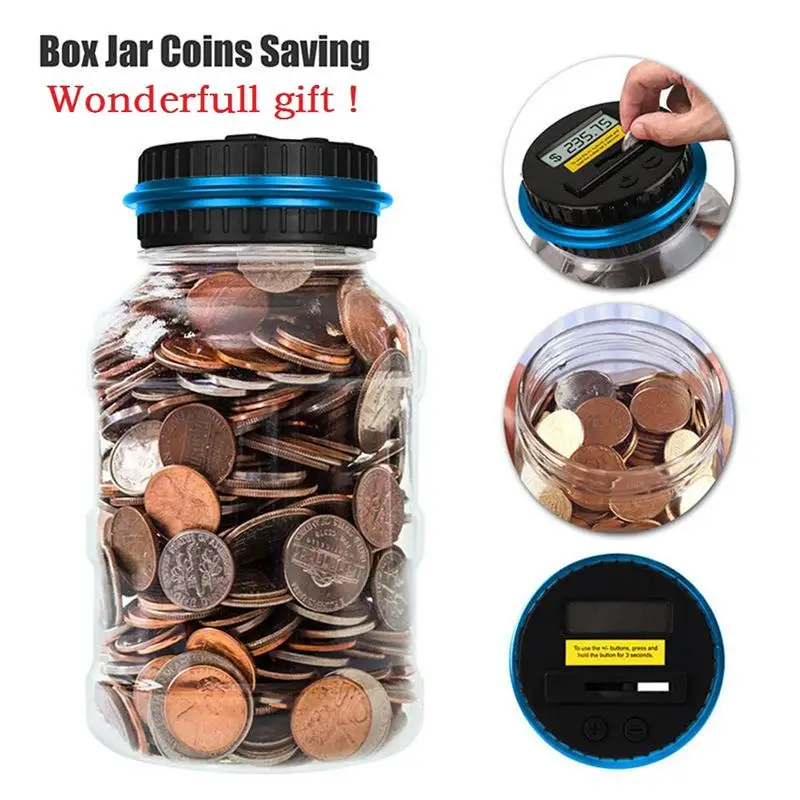 Digital Coin Bank Savings Jar Automatic Coin Counter Piggy Bank Large Capacity Money Saving Box with LCD Display For Children