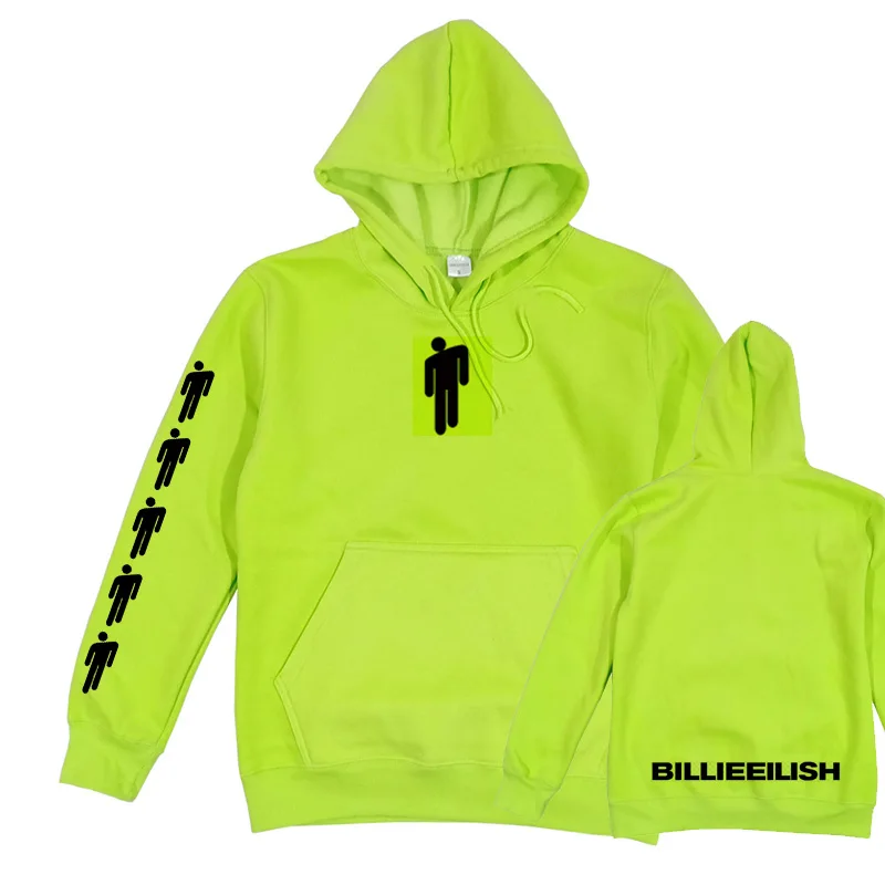  Billie Eilish Hang Neon Hoodie Women Men Long Sleeve Don't Smile At Me Sweatshirt Green Eilish Merc