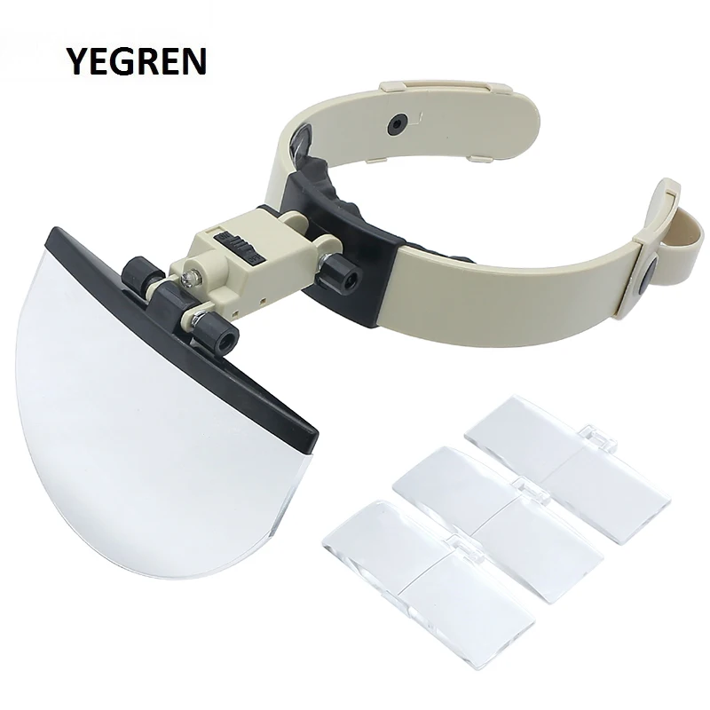 

Large Lens Head Wearing Magnifying Glass with LED Illuminated Hand Free Reading Magnifier 2X 3.5X 4.5X 5.5X f/ Collection Stamp