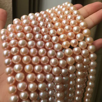 

Freshwater Pearl necklace Round shape with Size 9-10mm perfect luster for Jewelry DIY loose pearl strands