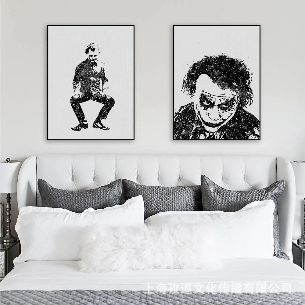 

Mild Art Watercolor Batman Clown Movie Hanging Painting Modern Retro Bar Wall Decorative Paintings with Frames Factory Wholesale
