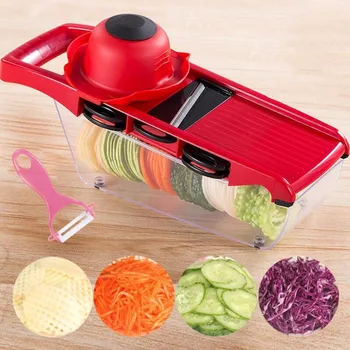 

10pcs/set Kitchen Manual Vegetable Cutter Slicer 6 in 1 Stainless Steel Mandoline Onion Peeler Carrot Grater Dicer Kitchen Tools