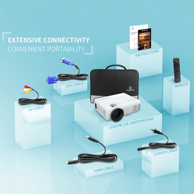 Vankyo l3 mini projetor 1920*1080p suportado 170 projector projector projetor portátil para casa com 40000 horas lâmpada led vida tv vara ps4 hdmi-5