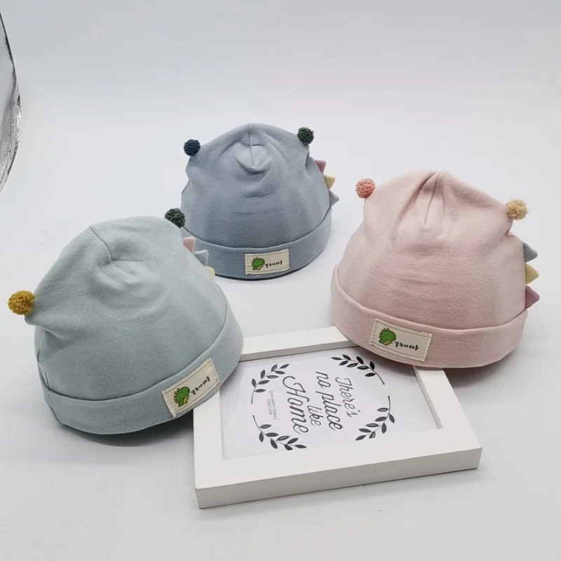 Милая Детская шляпа хлопковая Шапки для новорожденных детей; Шапки для малышей с динозавром из мультфильма Для детей носки для новорожденных мальчиков и девочек Шапка-бини