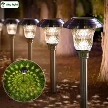 Высококачественный солнечный светильник для газона из нержавеющей стали, светодиодный светильник с датчиком, уличный водонепроницаемый беспроводной садовый декоративный светильник, энергосберегающая лампа