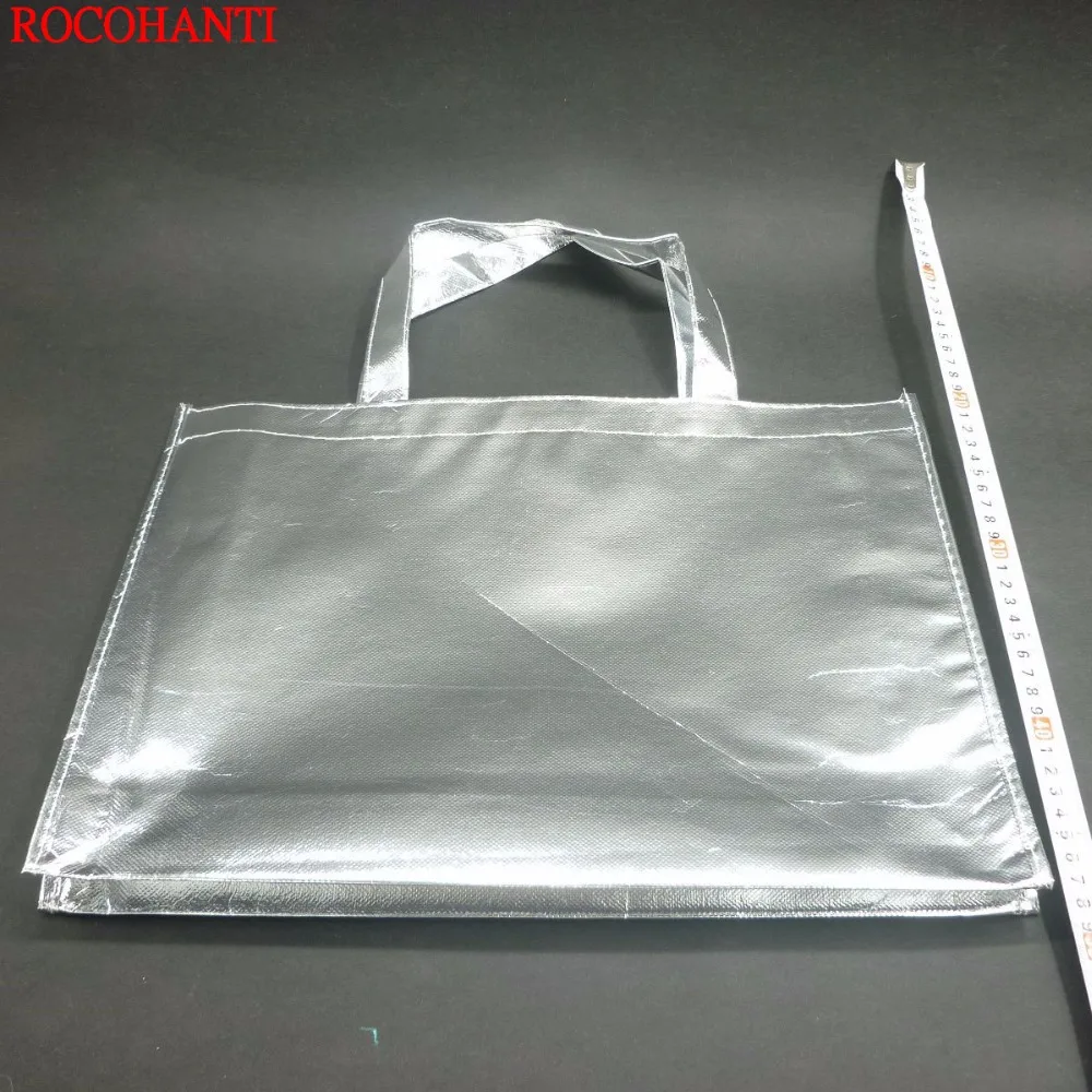 Бесплатный образец покупки Серебряный металлик ламинированные нетканые сумки обрабатываются стиль