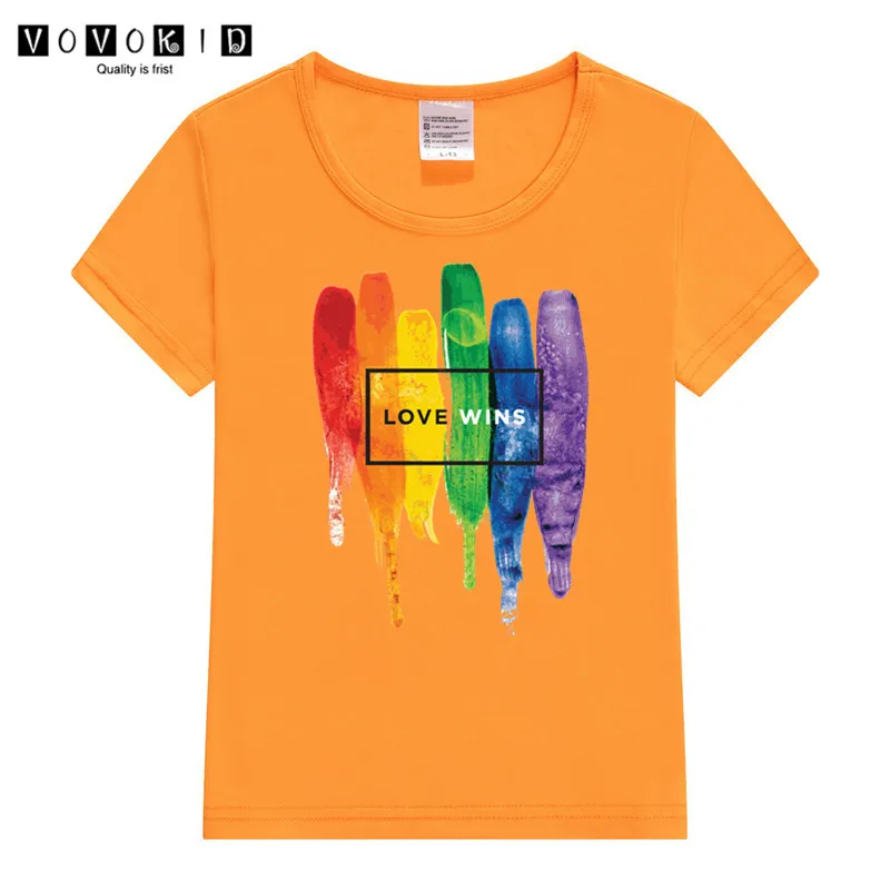 Футболка ЛГБТ с принтом Love Wins для маленьких девочек и мальчиков Детская летняя