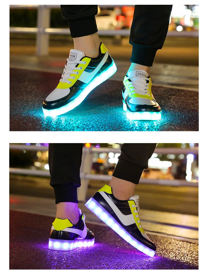 Large Size Children Casual Shoes With Lights USB Charge Luminous Sneakers for Kids Boys Glowing Led Shoes Girls Lighted Shoes