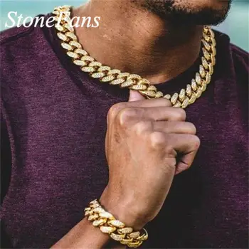 

StoneFans Cuban Link Chain Choker Necklace Bling Men Women Statement Wholesale Rhinestone Chokers Necklaces Fashion Jewelry