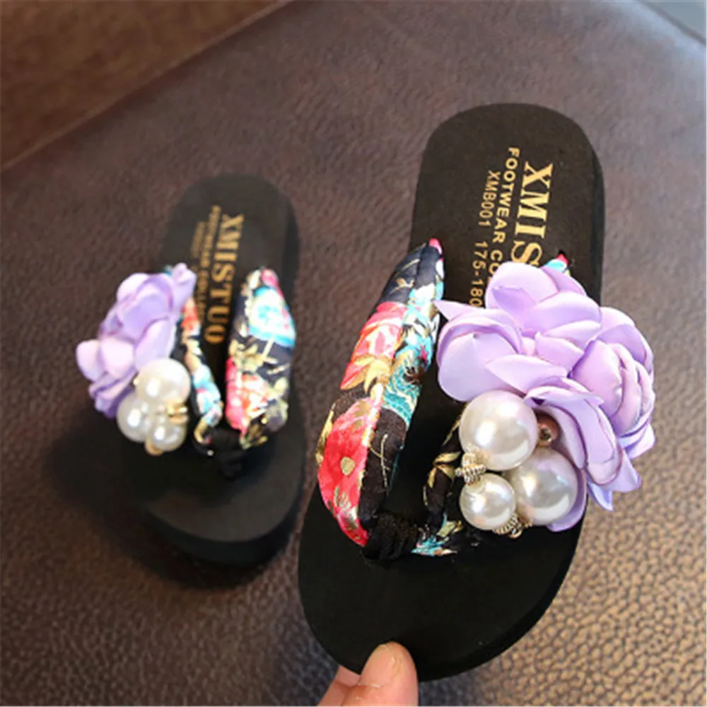 Girls Sandals Toddler Slippers Rubber Child Home Shoes Flowers Princess Non-slip Slides for Girls Large Slipper Outdoor Shoes