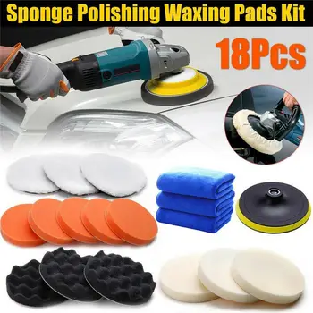 

18PCS Car Waxing Polishing Sponge Wool Pads 150mm Car polishing pad with Drill Adapter For Cleaning Car Glass Auto Care
