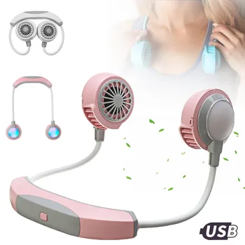 

Rechargeable Sport Hanging Dual Cooling Fans 5V USB Portable Lazy Neck Fan Neckband Small Air Conditioning Appliance Air Cooler