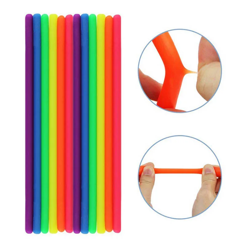 Elastic Pressure Reducing Rope Noodles Shape Stretchy String Squeezing Rope Funny TPR Squeeze Sensory Toy Pull Twirl Release Toy