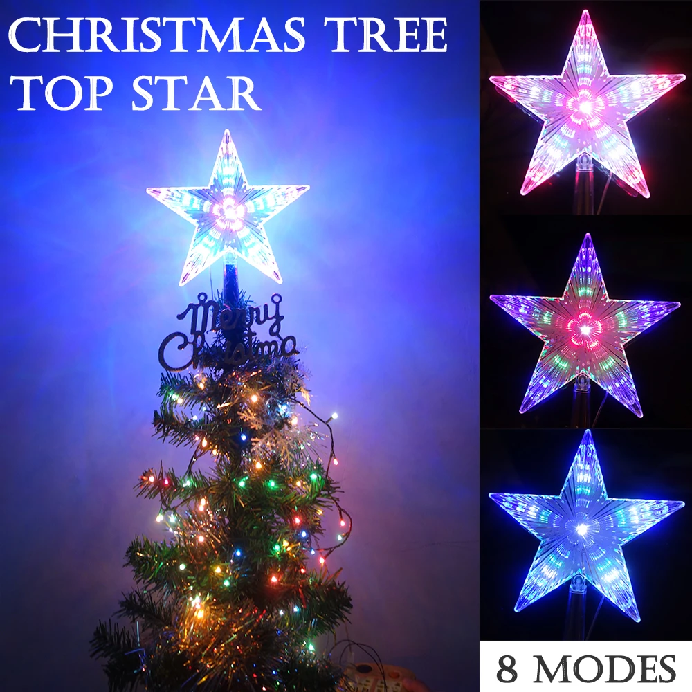 

31LEDs 22cm(8.7inch) Water effect star light 8 Flashing Modes LED Pentagram Star light Christmas Tree Top Decoration D35