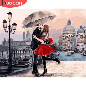 

HUACAN Oil Painting By Numbers Figure Drawing On Canvas Hand Painted Paintings Art Gift DIY Pictures By Number Lover Home Decor