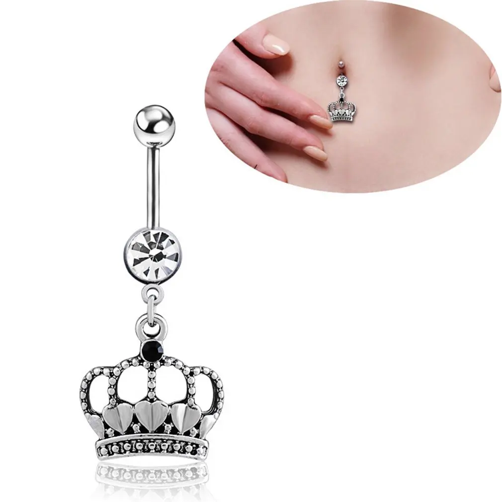 

Q00922 Heart Heart Crown Navel Ring Crystal Rhinestone Belly Button Rings Navel Piercing Navel Rings Jewellery 2019