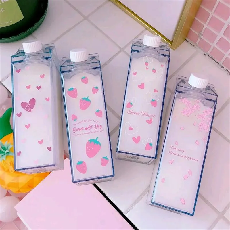 Милая Клубничная бутылка для воды Sakura форма бутылки молока пластиковая