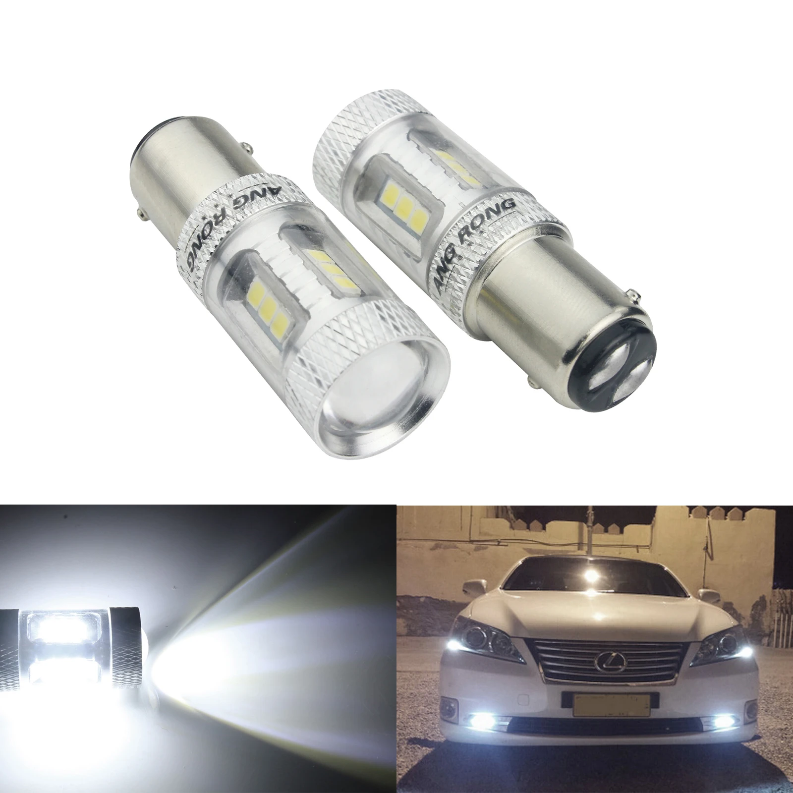 ANGRONG 2x1157 BAY15D P21/5 W 380 SAMSUNG LED две нити белые стоп задние лампочки|Сигнальная лампа| |