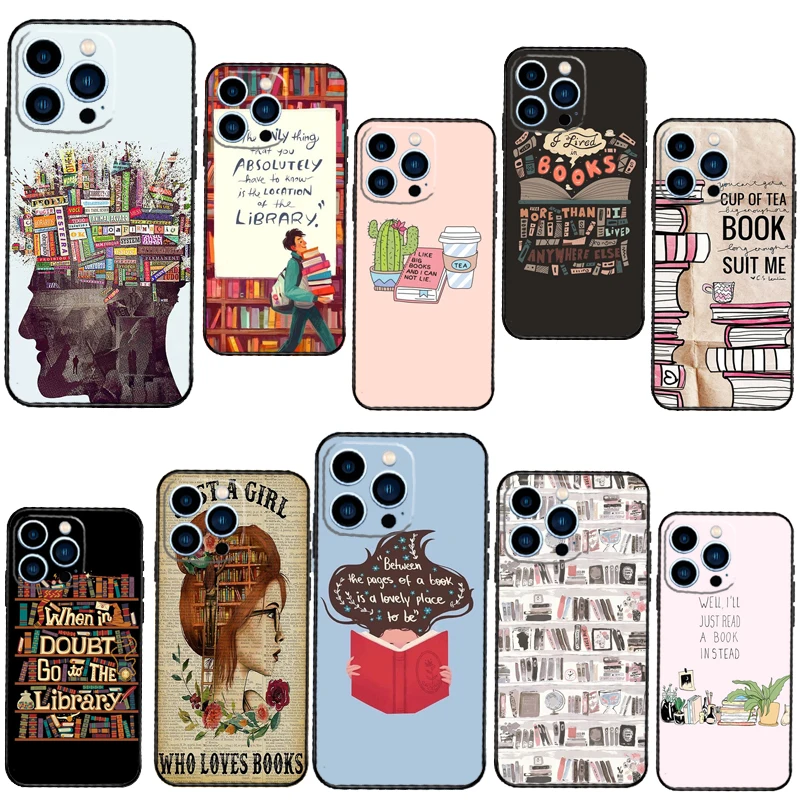 Funda con estampado de libros de lectura para iPhone, carcasa suave para  teléfono iPhone 11, 14, 15, 7, 8 Plus, XR, X, XS, 12, 13 Pro MAX Mini