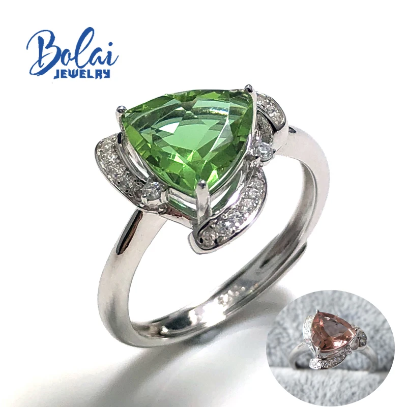 Bolaijewelry, Zultanite кольцо создано изменение цвета драгоценный камень квадратный 8 мм в 925 пробы Серебряный Простой стиль ювелирные украшения для девочек