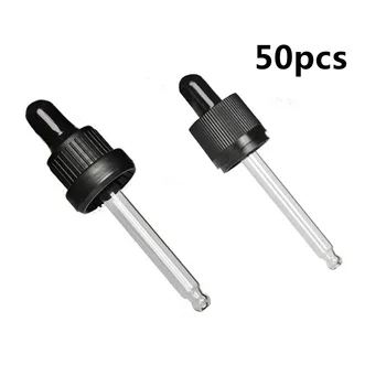 

50pcs Glass Dropper Essential Oils Eyedrops Droppers for Glass Bottles 30ml Plastic Cover, Glass Straw Glass Droppers