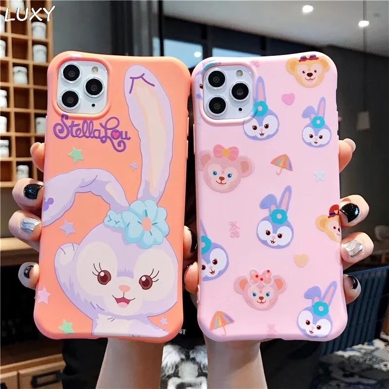 Cute Cartoon Duffy bear stellalou Ballet rabbit Pink soft TPU Phone Case For iPhone 7 8 6 s Plus 11 pro X XS Max XR Scrub Cover |