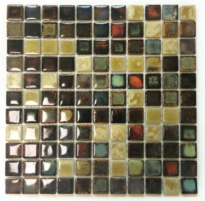 11 шт. темно-коричневая бежевая фарфоровая настенная плитка Backsplash Ванная Кухня