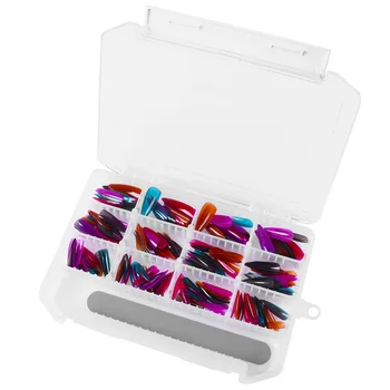 

240Pcs Colorful Salon Pointed Nail Tips False Nails with Nail File Nail Polish