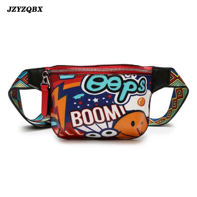 

JZYZQBX Holographic Waist Pack Multifunction Graffiti Printing Chest Bag Mini Oblique Bag 2020 New Fashion Waterproof Banana Bag