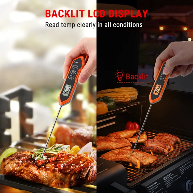 ThermoPro Tp03b Digital Instant Read Meat Thermometer Kitchen Cooking Food Candy Thermometer with Backlight and Magnet for Oil Deep Fry BBQ Grill