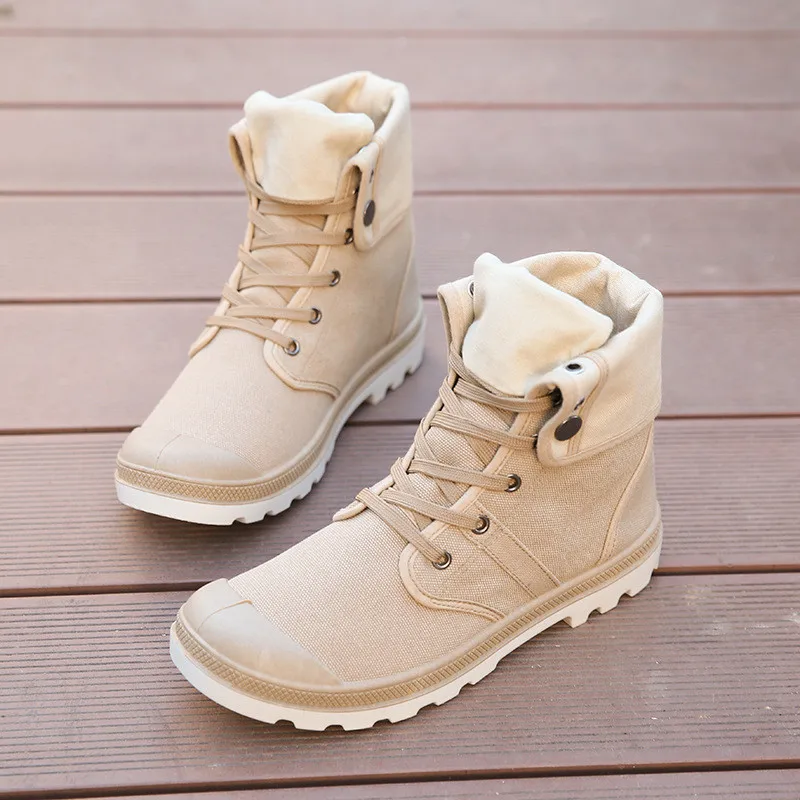 Khaki Boots Merkmak/сезон осень-зима; мужские парусиновые ботинки; армейские ботильоны в военном стиле; модные высокие военные мужские ботинки; удобные кроссовки - Цвет: Khaki Boots